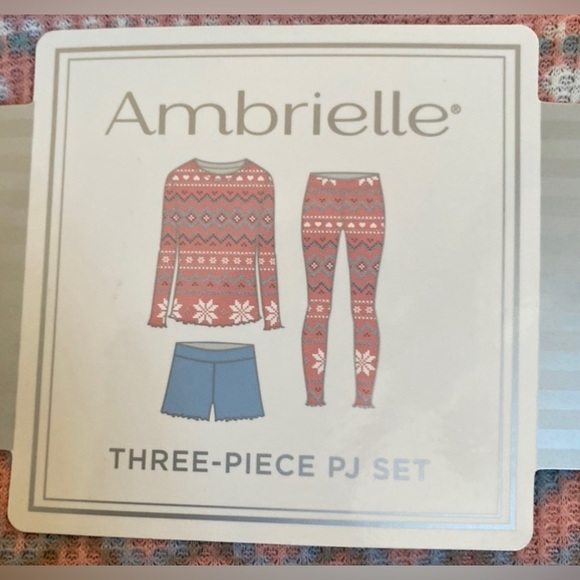 AMBRIELLE THREE PIECE BLUE FAIRISLE PJ SET SIZE MEDIUM 🌟NWT🌟 - Picture 3 of 8